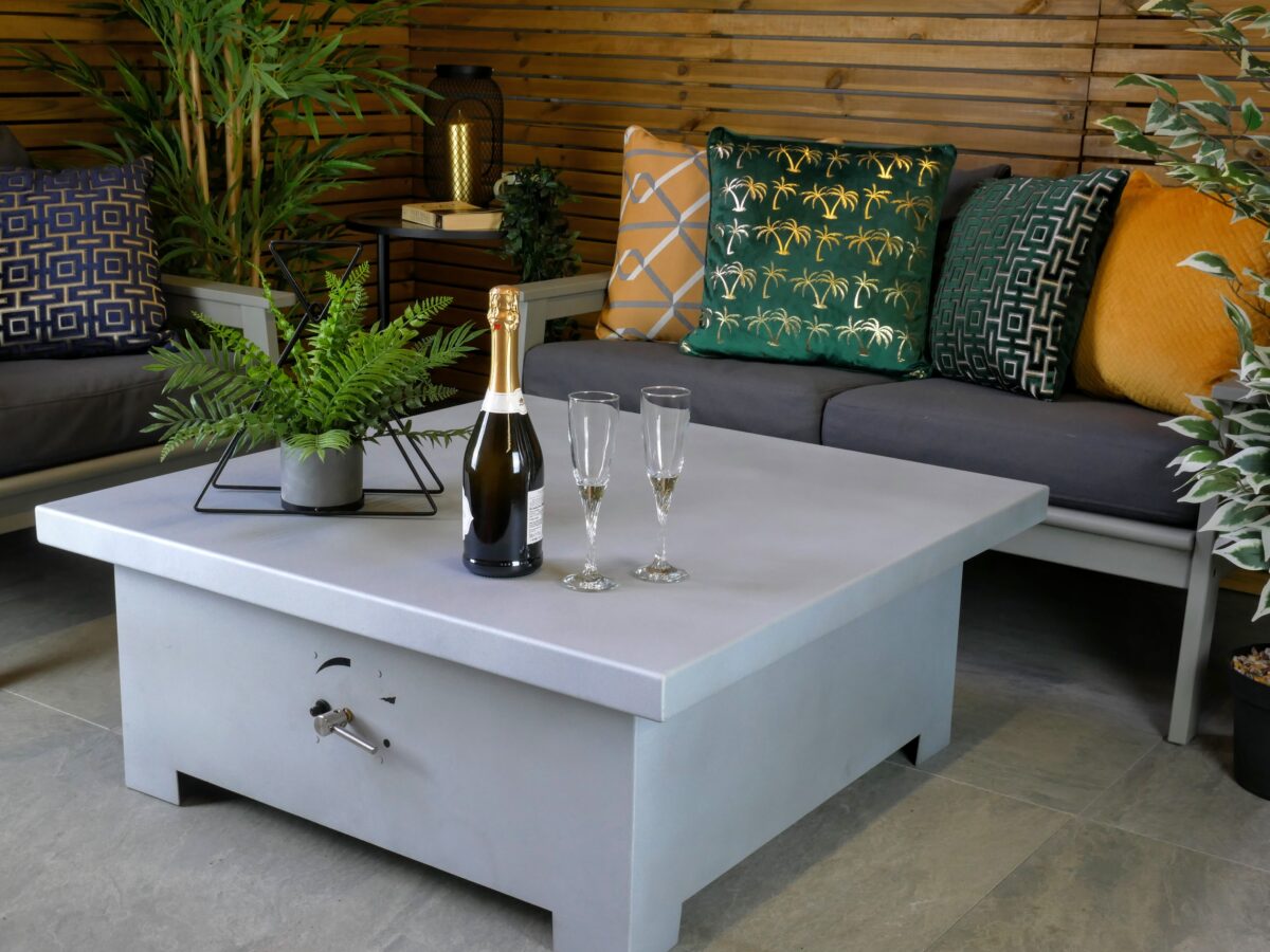 Callisto Square Gas Fire Pit - Brightstar Fires3 Callisto Gas Fire Pit Table - Zinc Square - Brightstar Fires - Image 3
