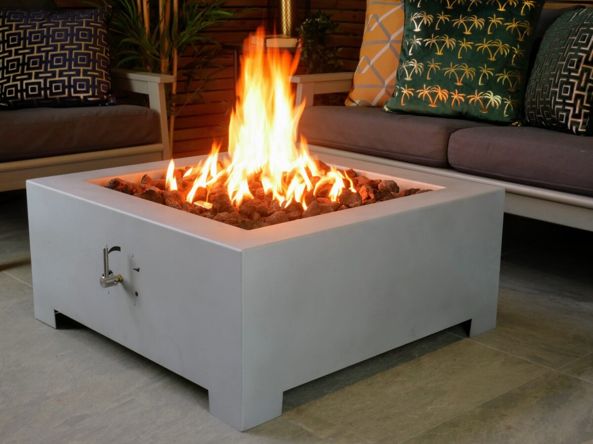 Callisto Square Gas Fire Pit - Brightstar Fires8 Callisto Gas Fire Pit Table - Zinc Square - Brightstar Fires - Image 4