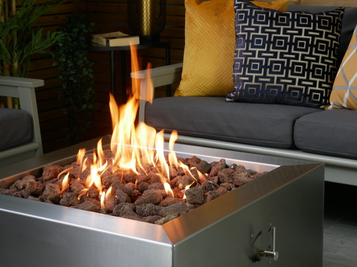 Callisto Gas Fire Pit Table - Stainless Steel - Brightstar Fires3 Callisto Gas Fire Pit Table - Stainless Steel Square - Brightstar Fires - Image 2