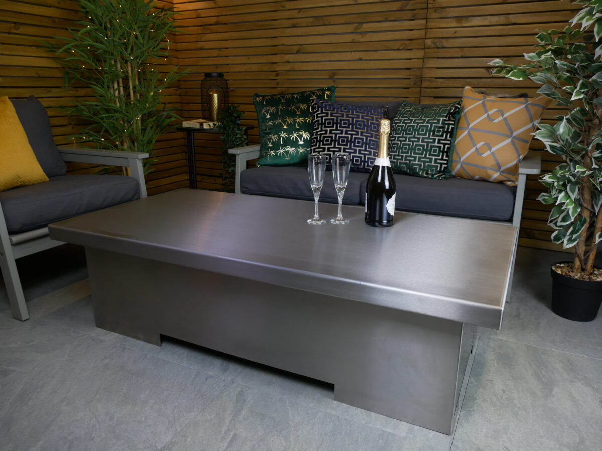 Gas Fire Pit Table - Stainless Steel - Brightstar Fires12 Titan Gas Fire Pit Table - Stainless Steel Rectangle - Brightstar Fires - Image 3