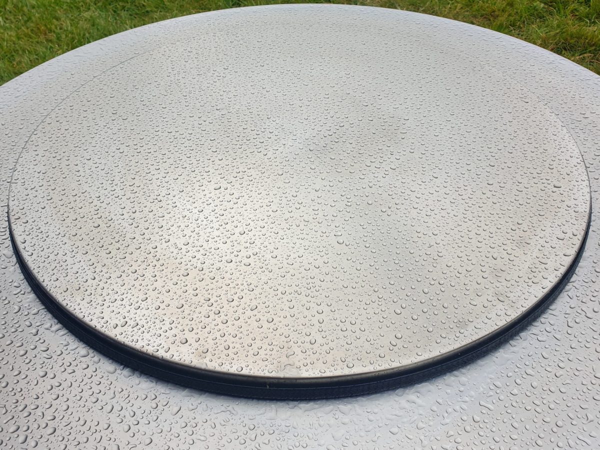 Brightstar Fires - Saturn Gas Fire Pit Table with Weather Cover In Rain-2 Weather Cover - Round - Brightstar Fires - Stainless Steel - Image 6