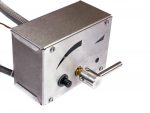 Brightstar Fires gas fire pit control box closeup showing ignitor button and valve handle