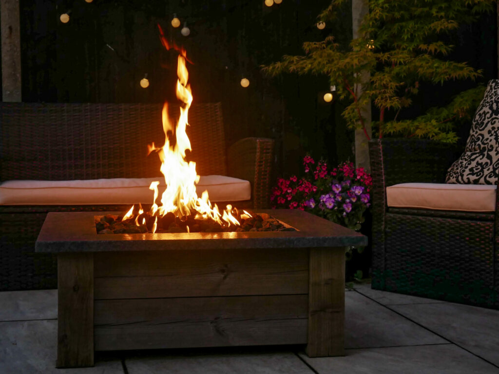 Gas fire pit kit installed on patio - Brightstar Fires