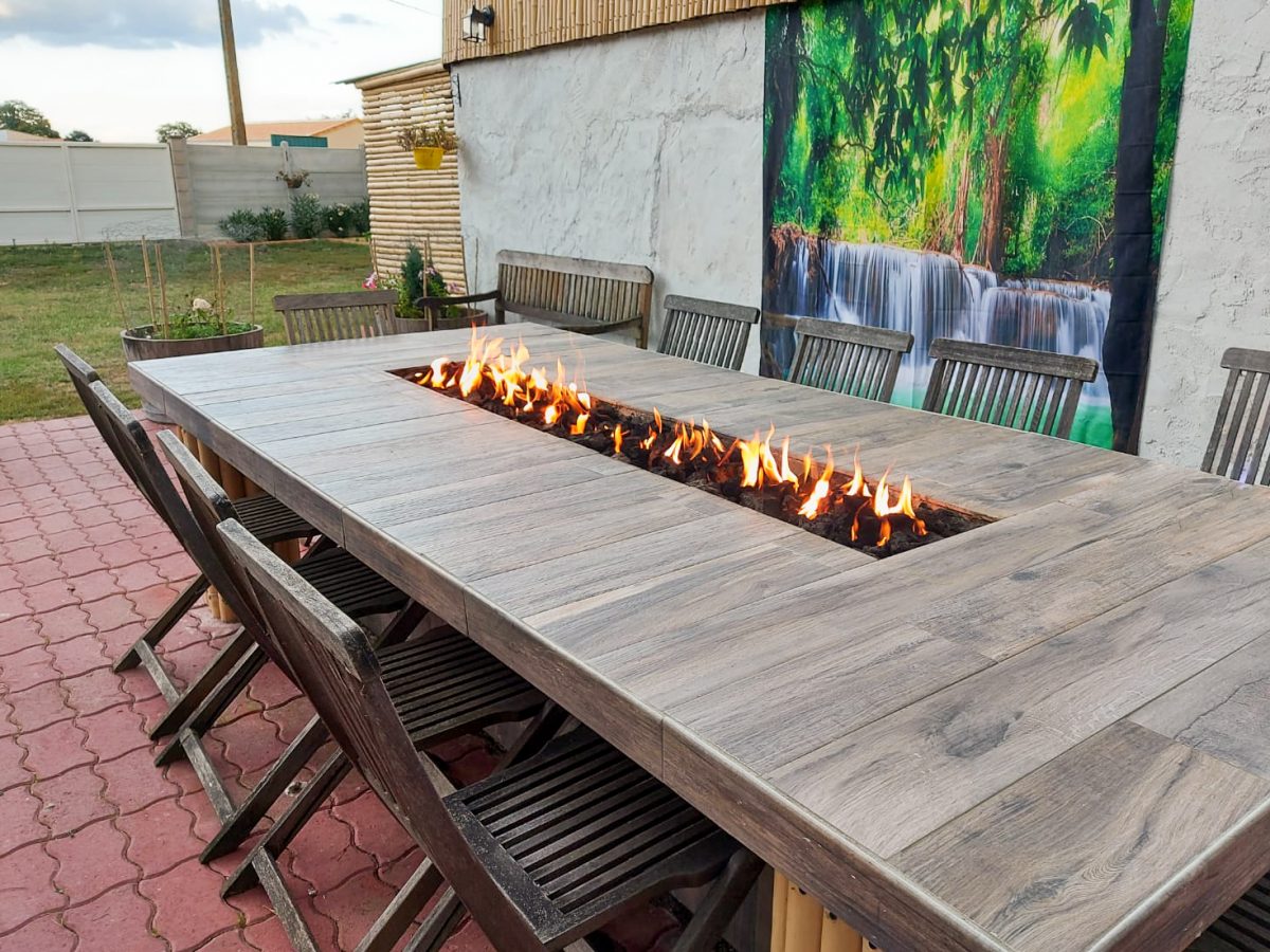 Brightstar-Fires-Rectangle-Twin-Installation-In-Dining-Table-05 Gas Fire Pit Burner Kit - Rectangle Twin - Brightstar Fires - Image 10