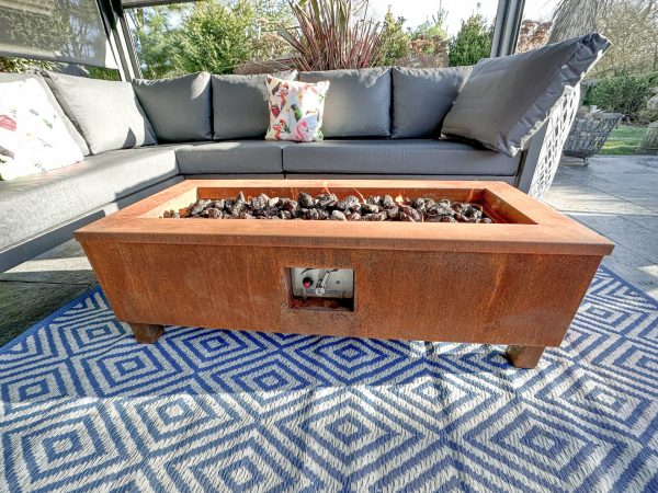 Corten Gas Fire Pit Table - Rectangle - Brightstar Fires