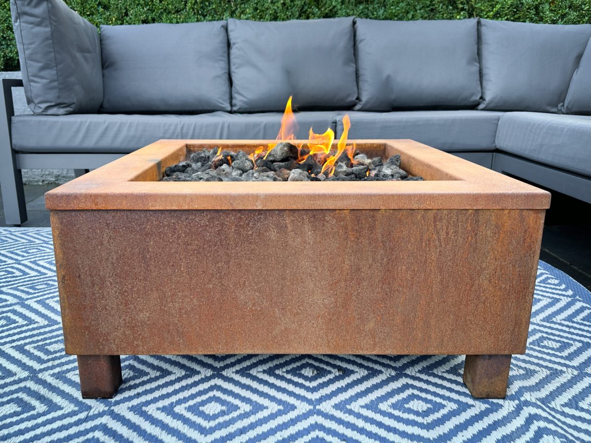 Corten Gas Fire Pit Table - Square - Brightstar Fires - Image 4