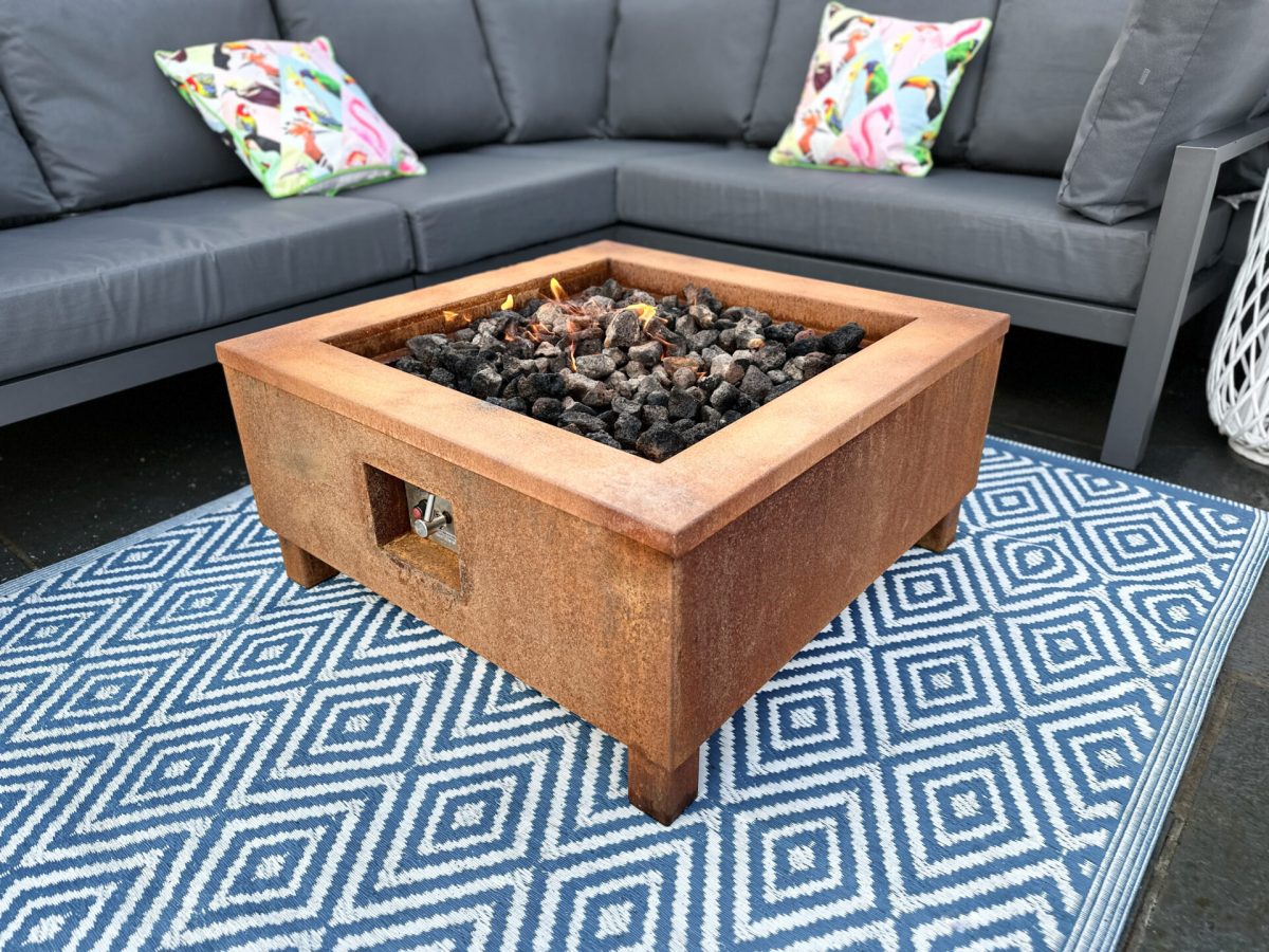 Corten Gas Fire Pit Table - Square - Brightstar Fires - Image 3