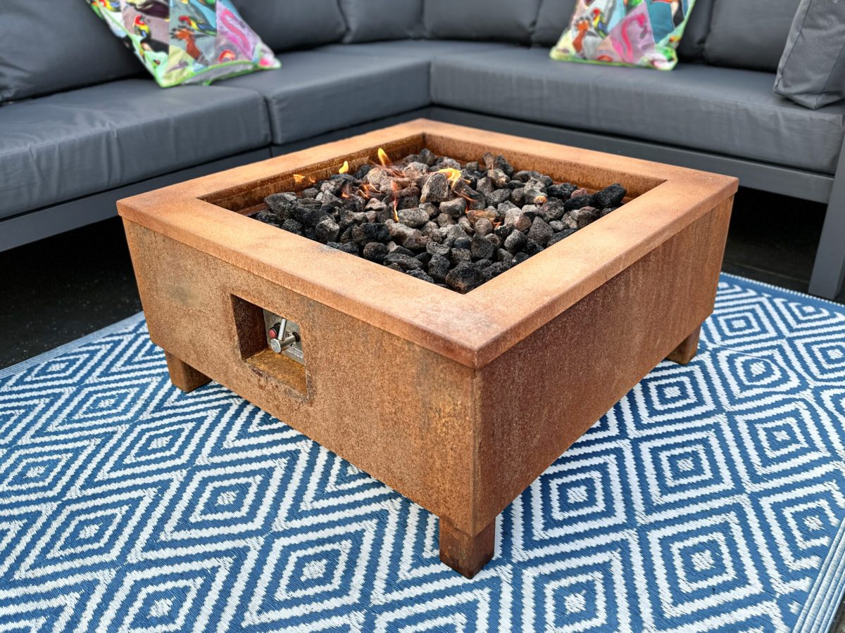 Brightstar-Fires-Corten-Gas-Fire-Pit-Square-6 Corten Gas Fire Pit Table - Square - Brightstar Fires - Image 1